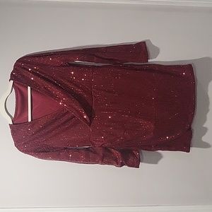 #4 Deep red sequin wrap dress size Large